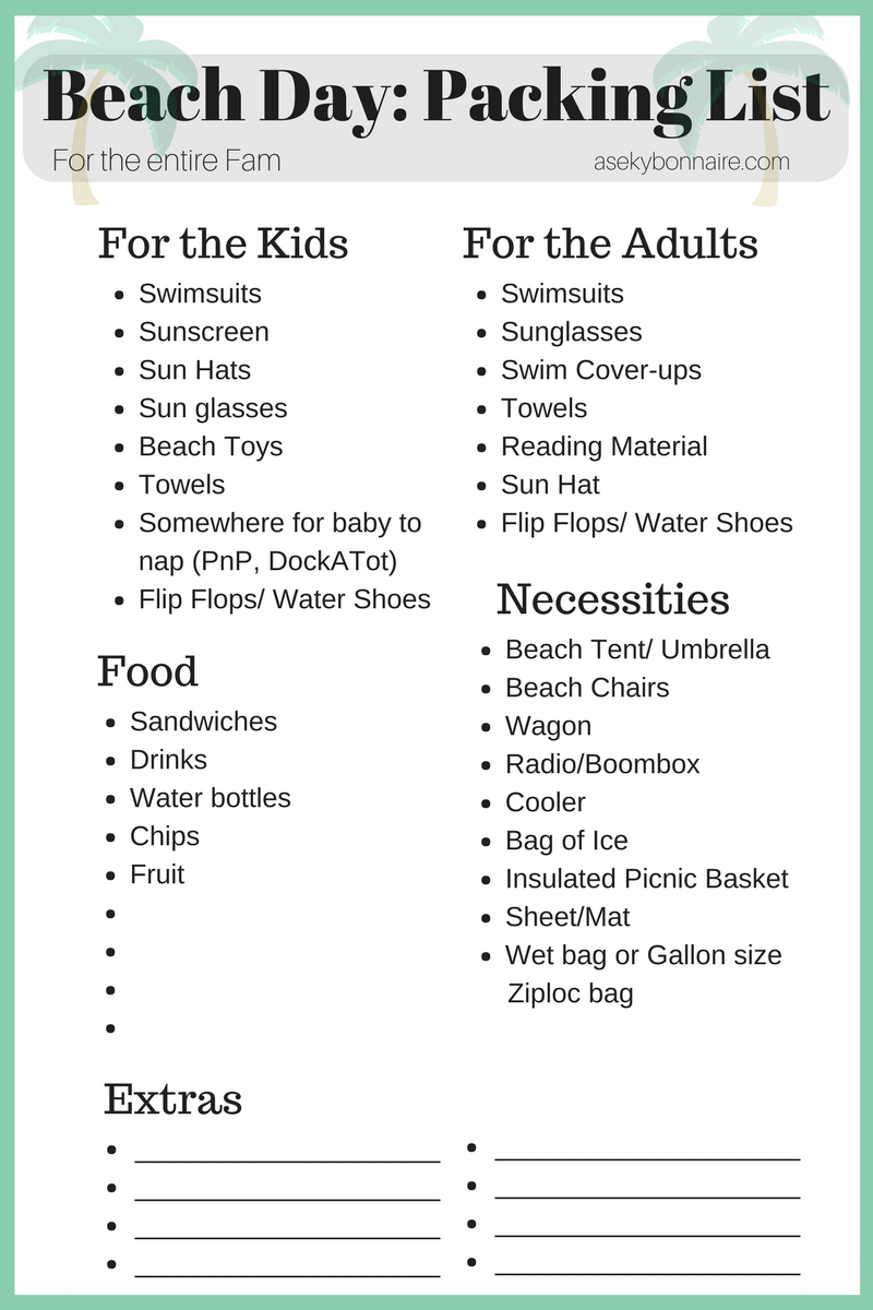 Beach Day- Packing List (1)